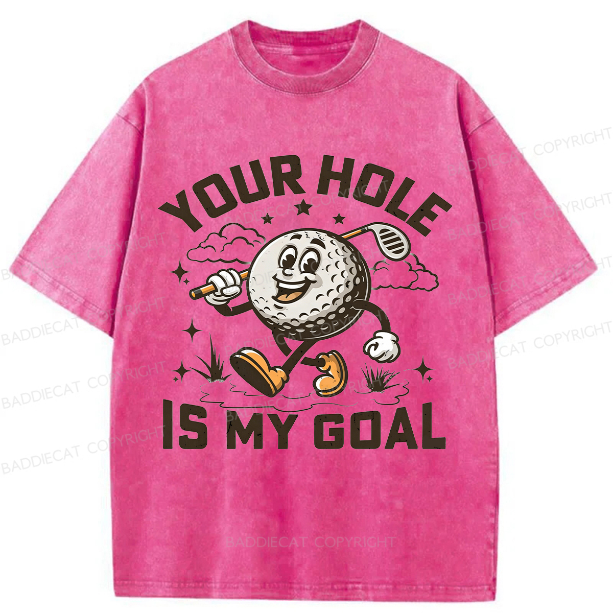 Baddiecat Your Hole Is My Goal  Washed T-shirt