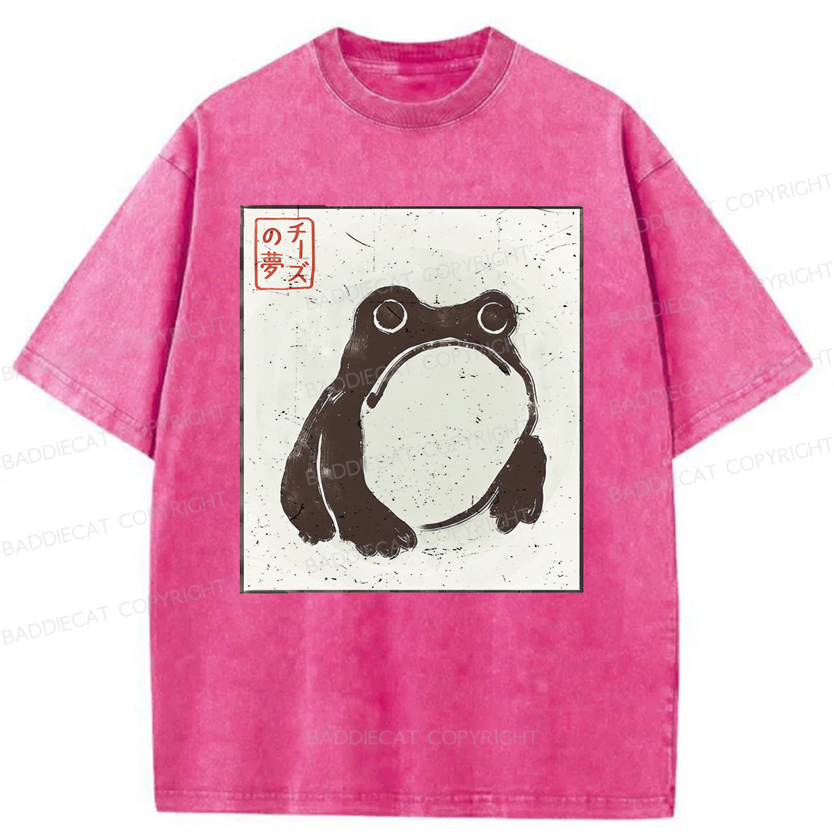 Baddiecat Grumpy Frog Washed T-shirt
