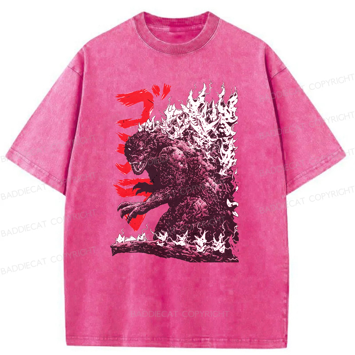 Baddiecat Raging Godzilla Washed T-shirt