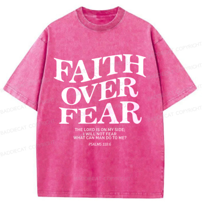 Baddiecat Christian Faith Overcomes Fear Washed T-shirt