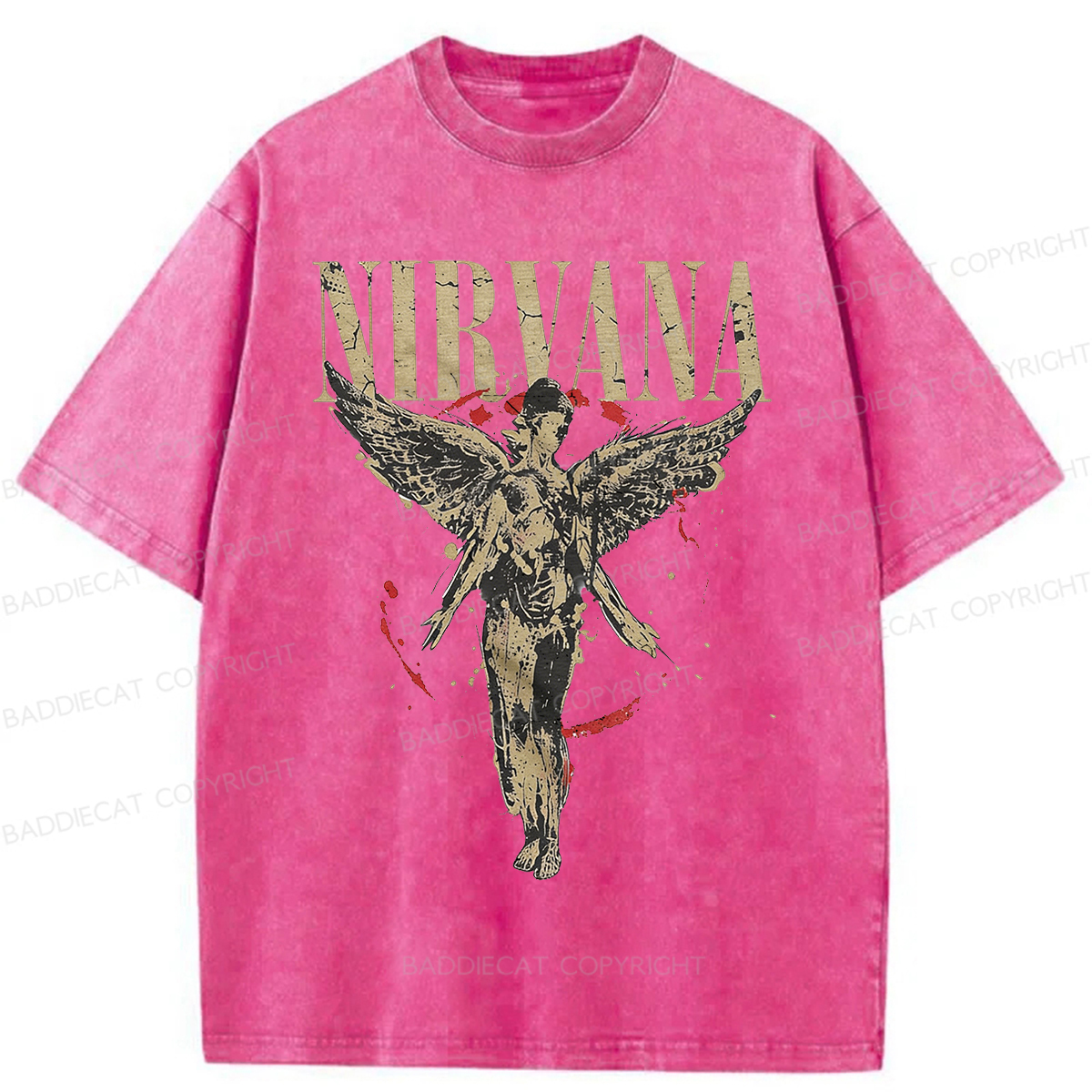 Baddiecat Grayce Nirvana in Utero Angel Splatter Washed T-shirt