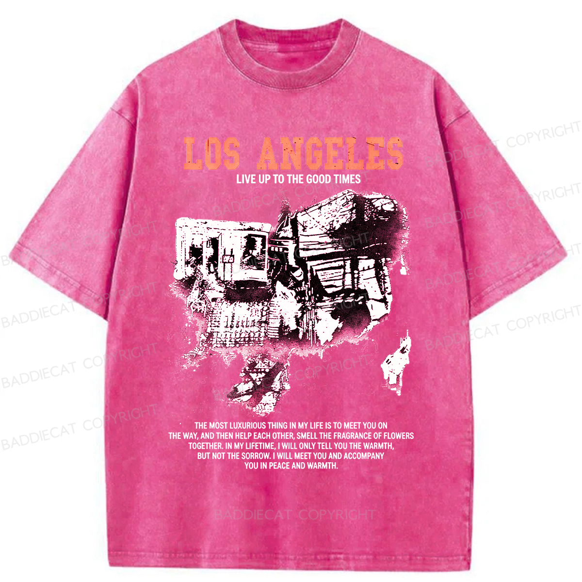 Baddiecat Los Angeles Live Up To The Good Times Washed T-shirt