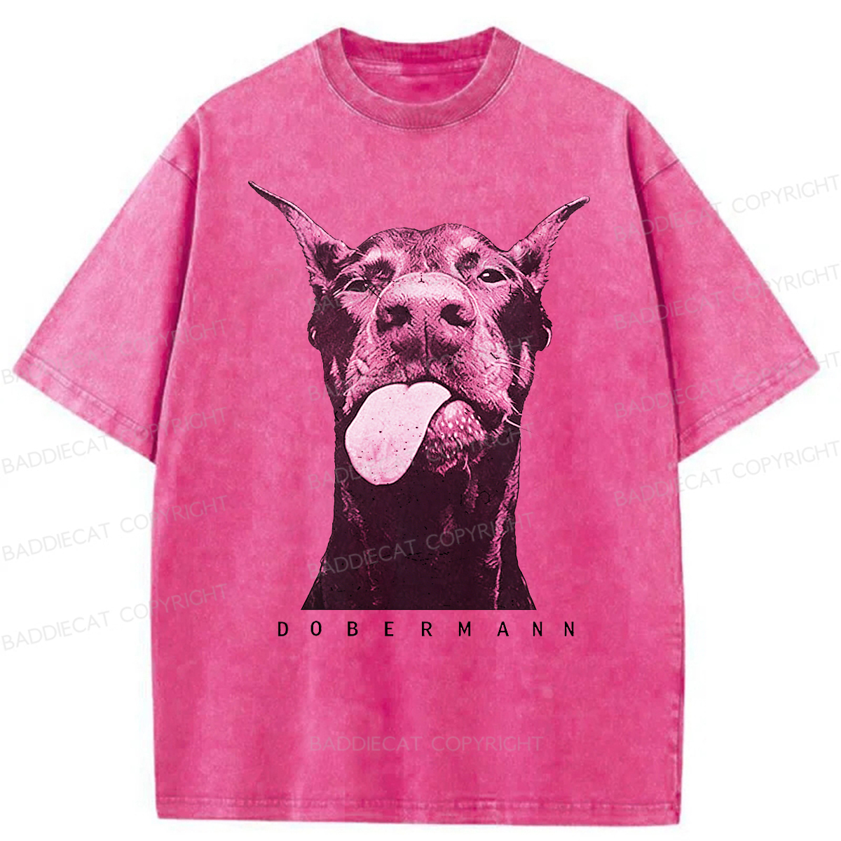 Baddiecat Doberman Pinscher Washed T-shirt