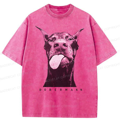 Baddiecat Doberman Pinscher Washed T-shirt