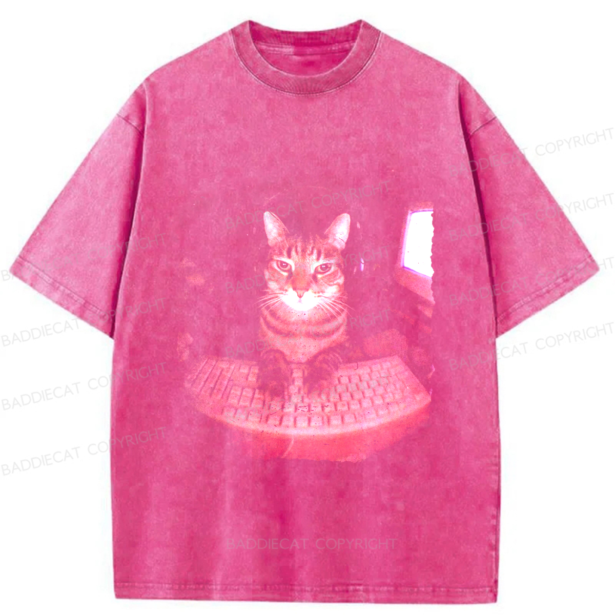 Baddiecat Hacker Cat Washed T-shirt