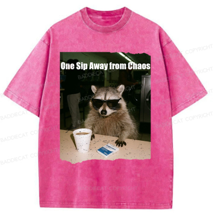 Baddiecat One Sip Away From Chaos Washed T-shirt