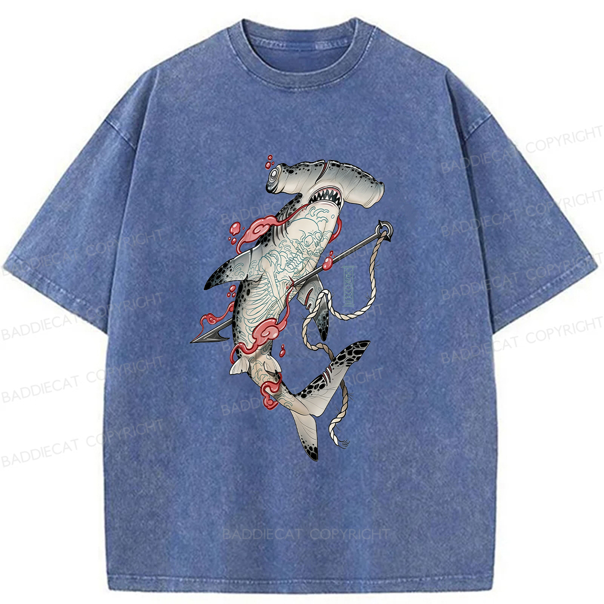 Baddiecat Hammerhead Shark Washed T-shirt