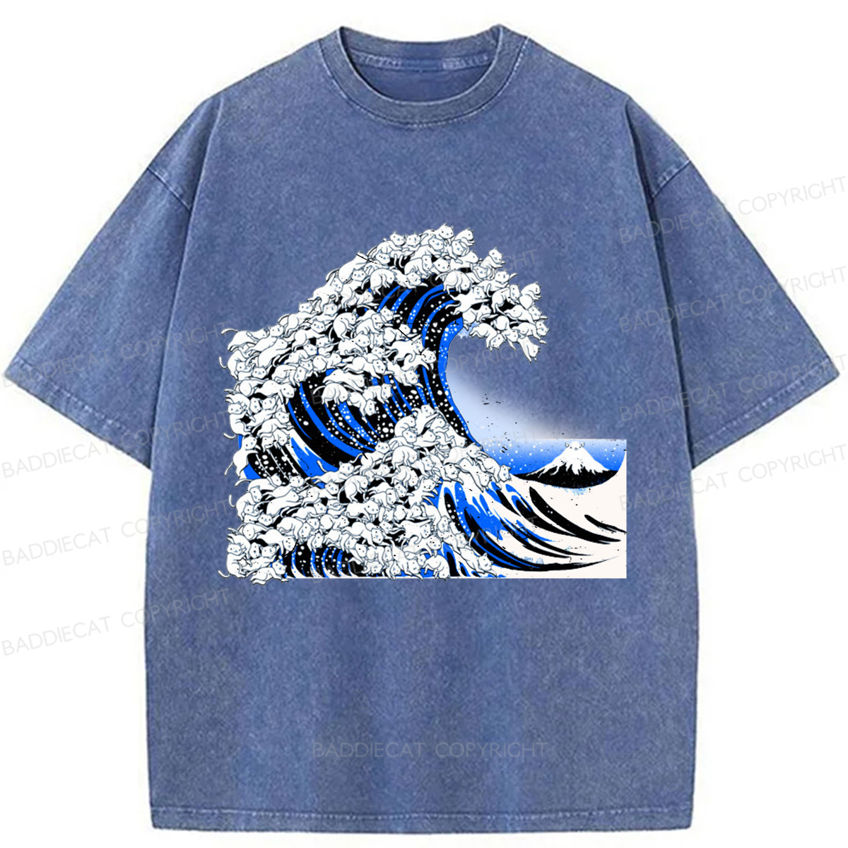 Baddiecat The Great Cat Wave Washed T-shirt