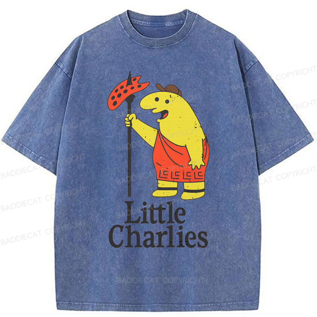 Baddiecat Little Charlie's Funny Meme Washed T-shirt