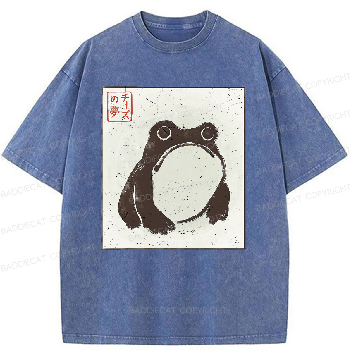 Baddiecat Grumpy Frog Washed T-shirt