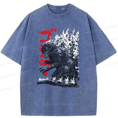 Baddiecat Raging Godzilla Washed T-shirt