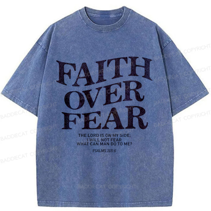 Baddiecat Christian Faith Overcomes Fear Washed T-shirt