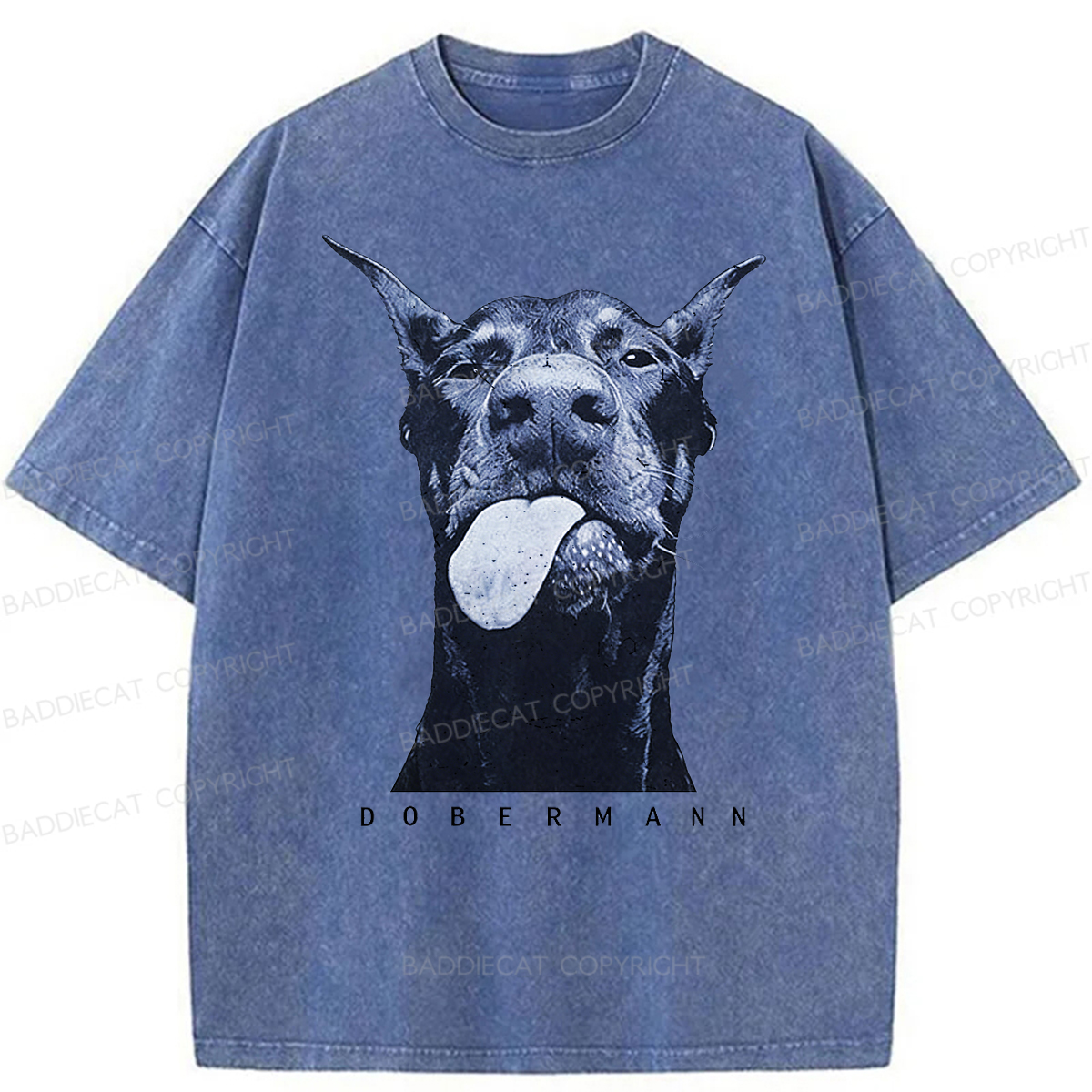Baddiecat Doberman Pinscher Washed T-shirt