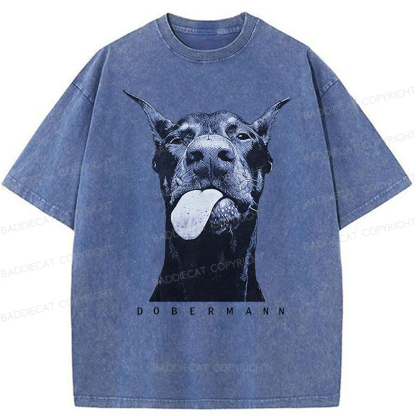 Baddiecat Doberman Pinscher Washed T-shirt