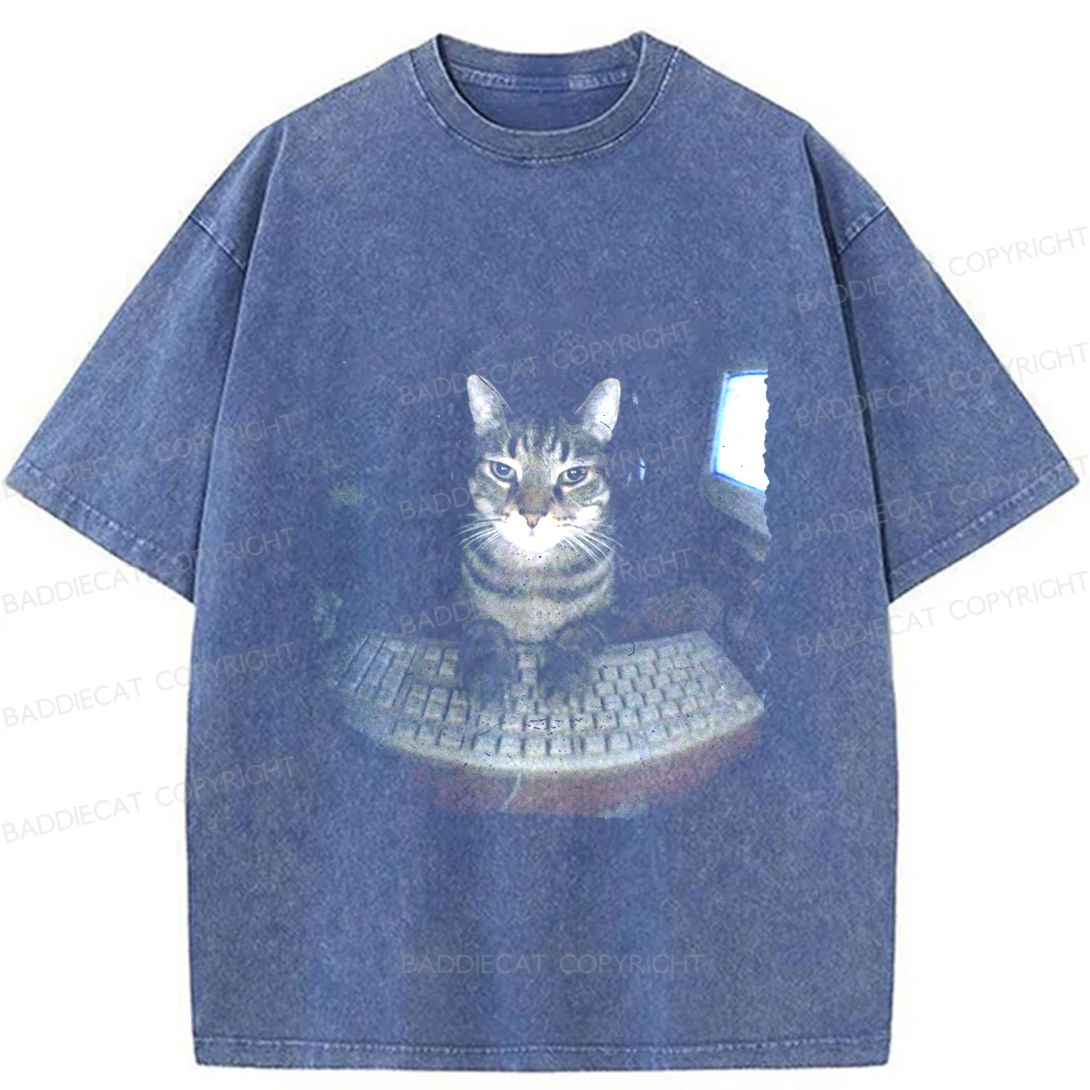 Baddiecat Hacker Cat Washed T-shirt