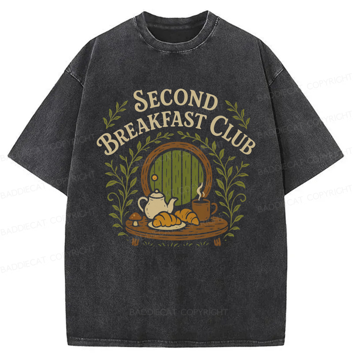 Baddiecat Second Breakfast Club Washed T-shirt