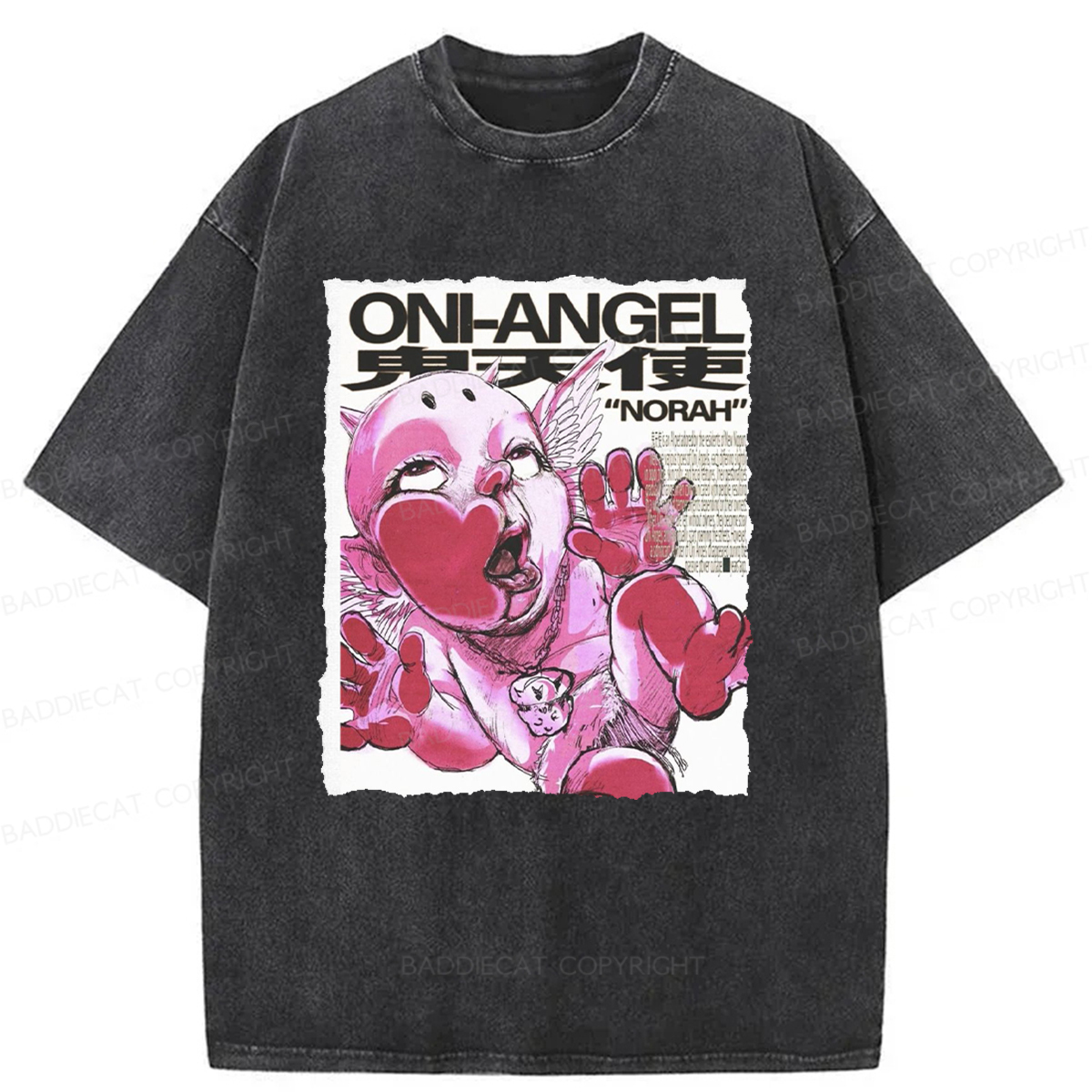 Baddiecat Oni-Angel Washed T-shirt