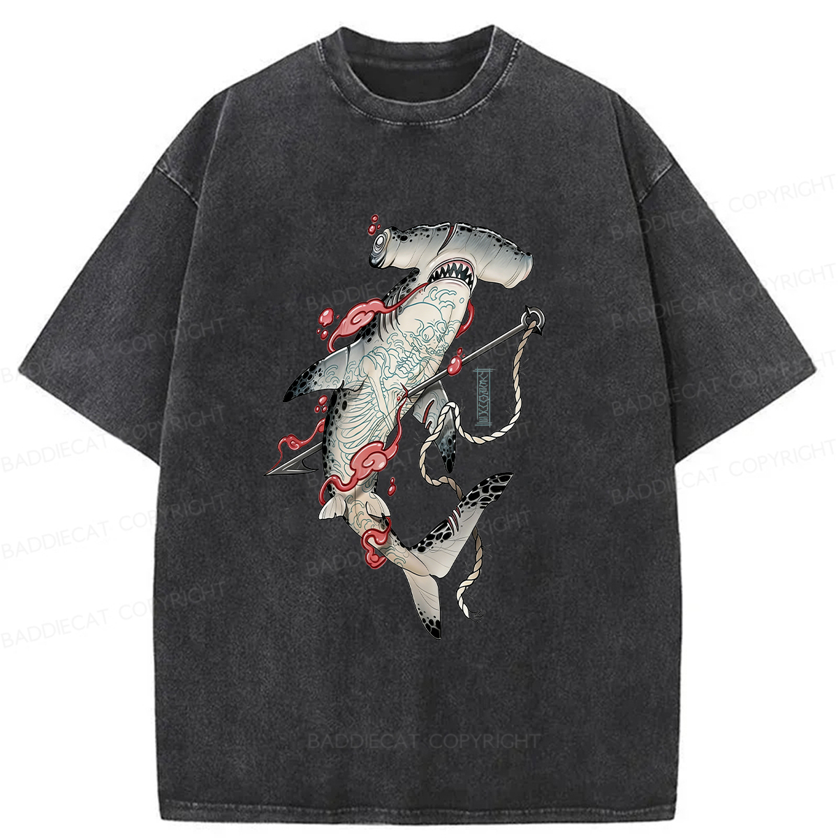 Baddiecat Hammerhead Shark Washed T-shirt