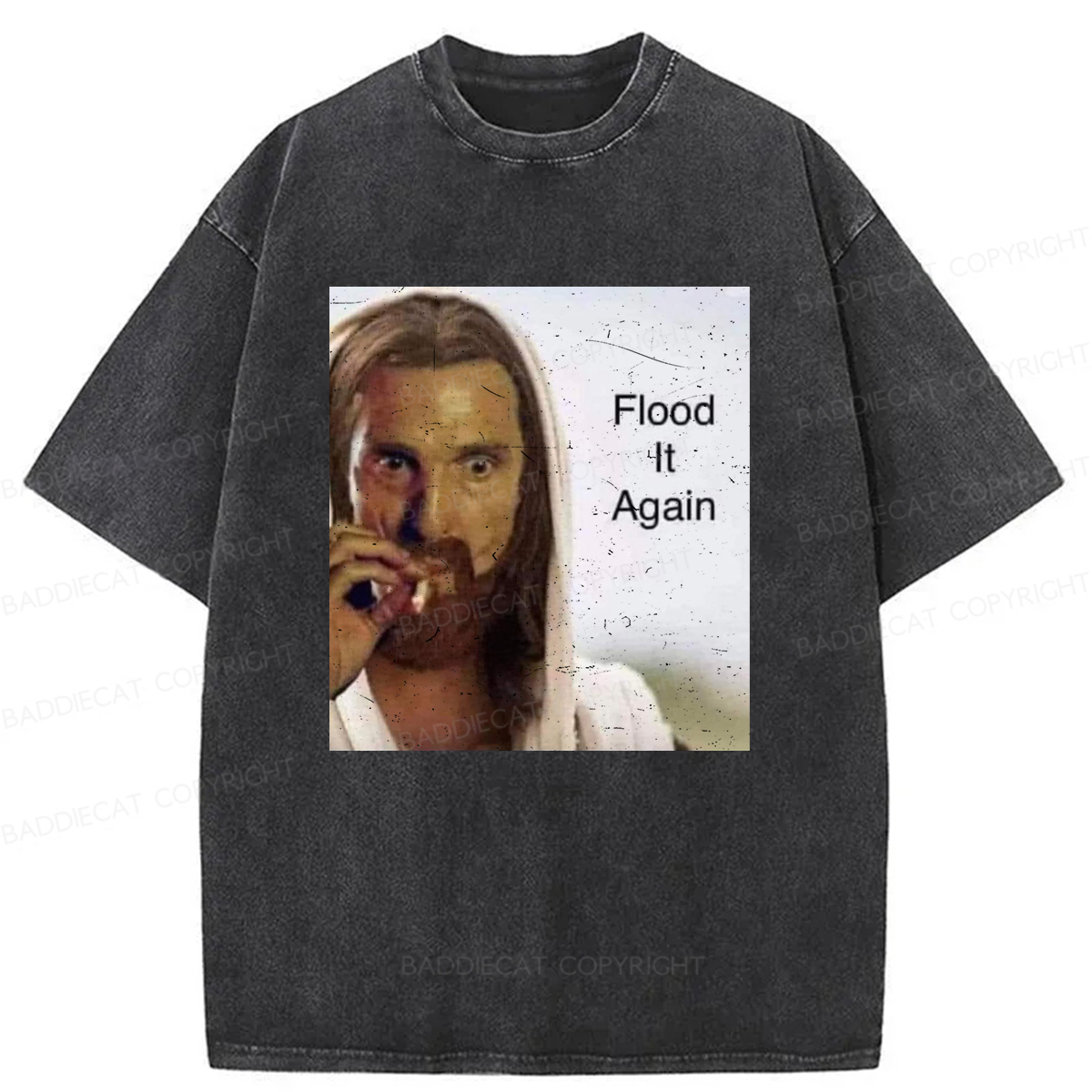 Baddiecat Funny Jesus Meme Washed T-shirt