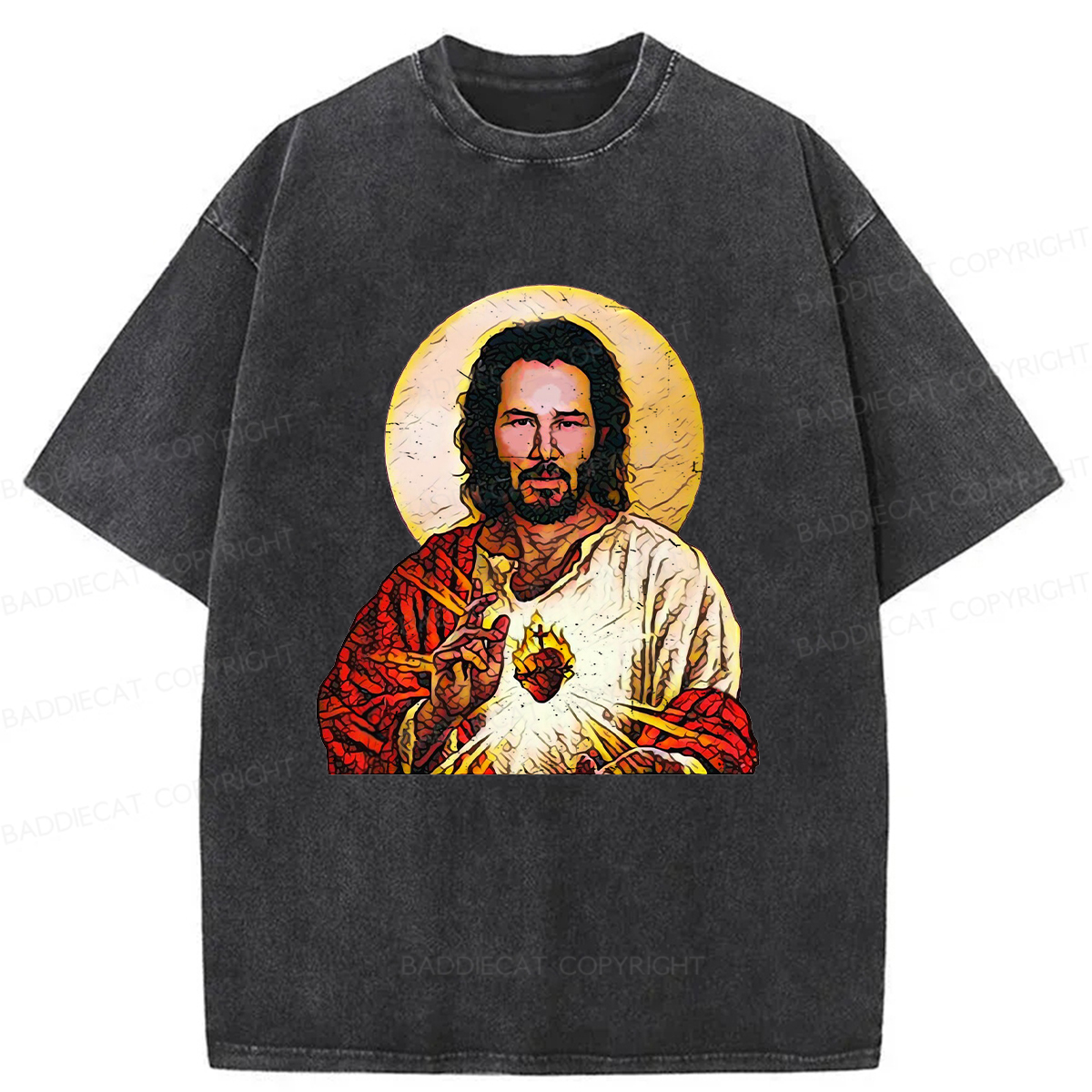 Baddiecat Holy Keanu Washed T-shirt