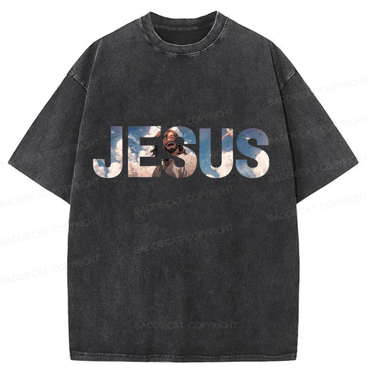 Baddiecat JESUS Washed T-shirt