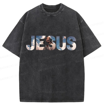 Baddiecat JESUS Washed T-shirt