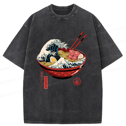 Baddiecat Great Ramen Wave Washed T-shirt