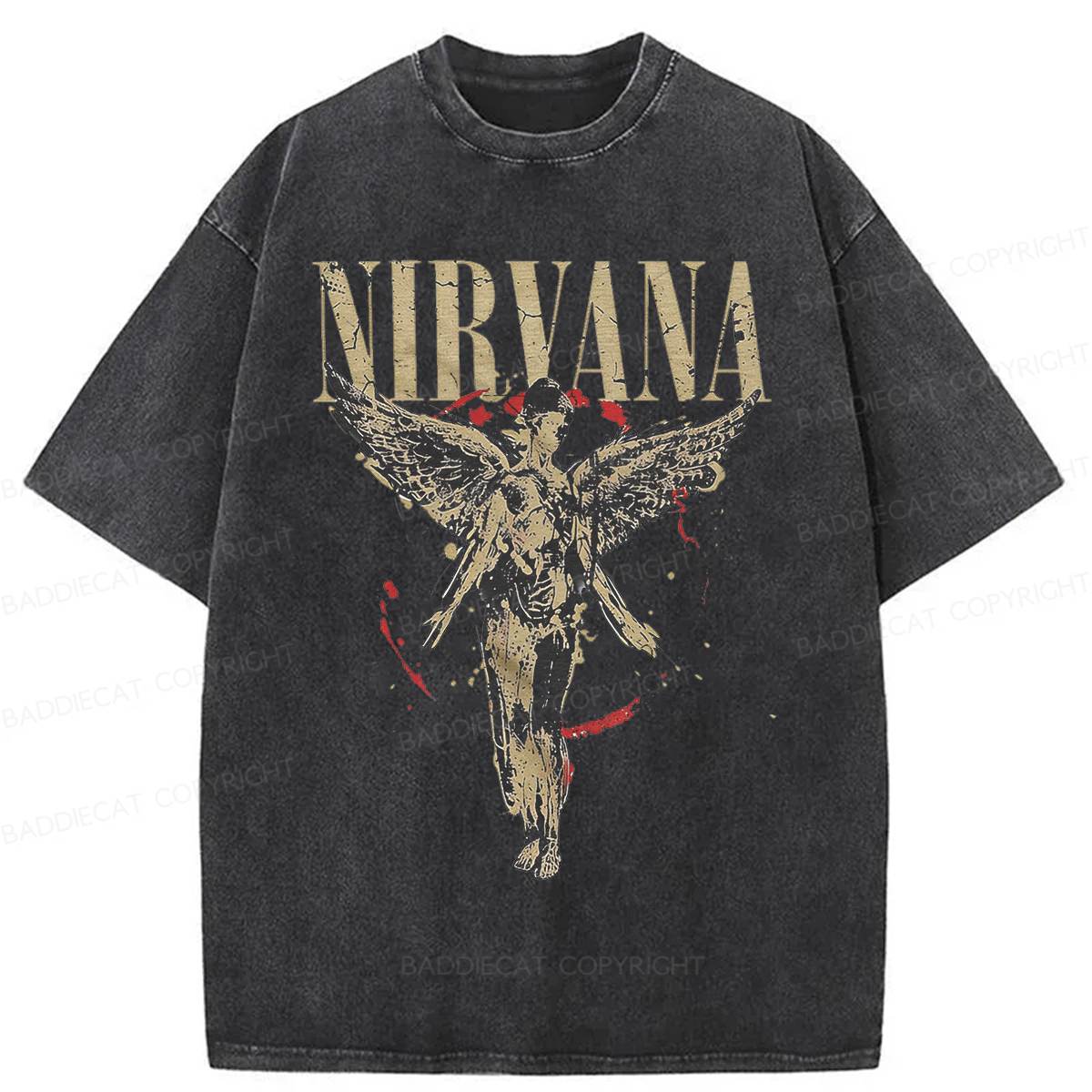 Baddiecat Grayce Nirvana in Utero Angel Splatter Washed T-shirt