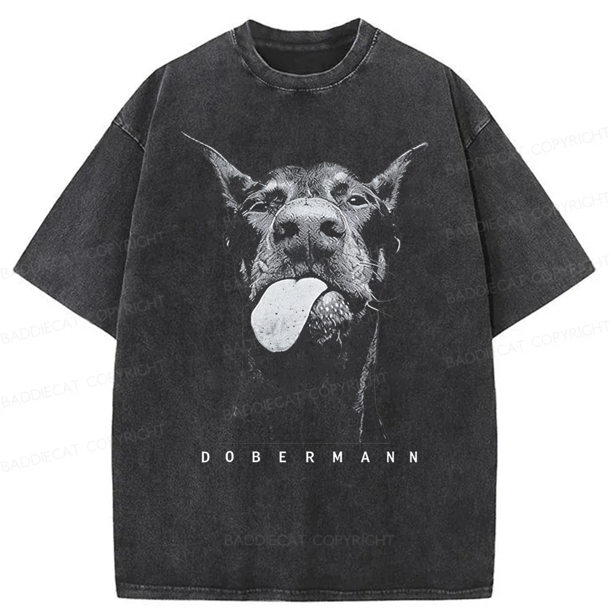 Baddiecat Doberman Pinscher Washed T-shirt