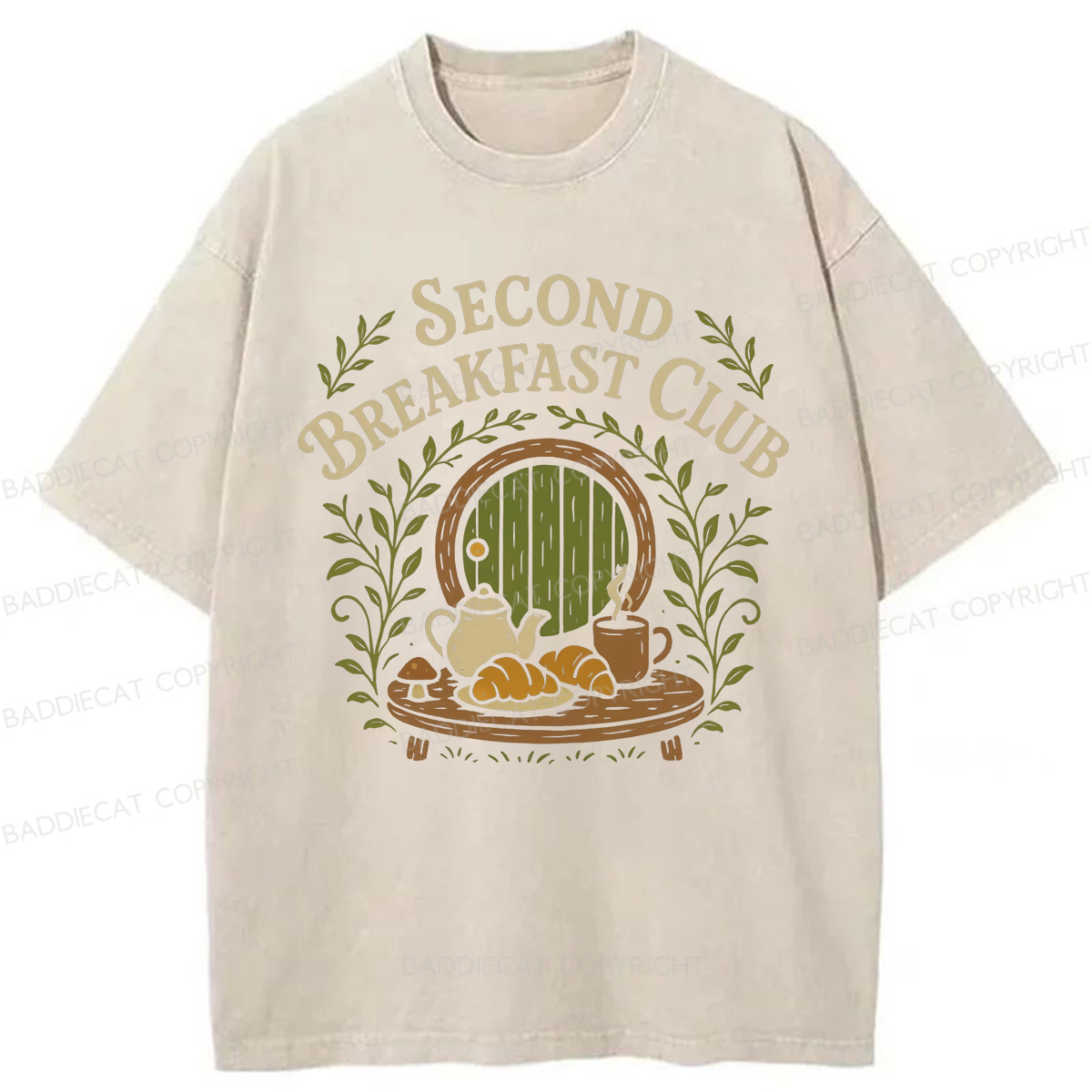Baddiecat Second Breakfast Club Washed T-shirt