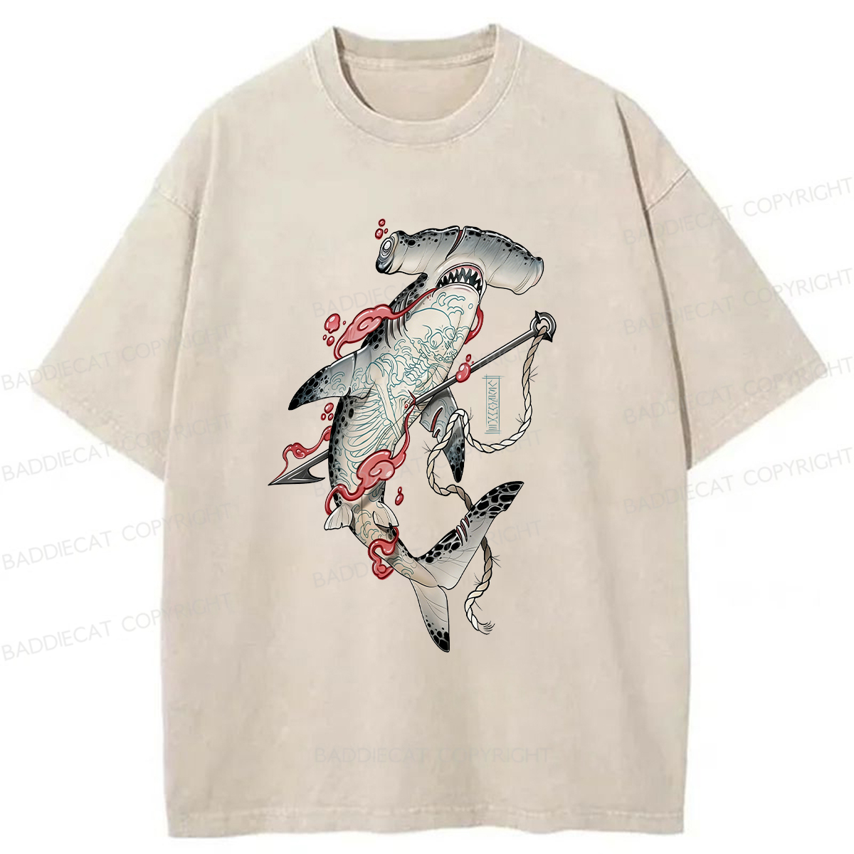 Baddiecat Hammerhead Shark Washed T-shirt