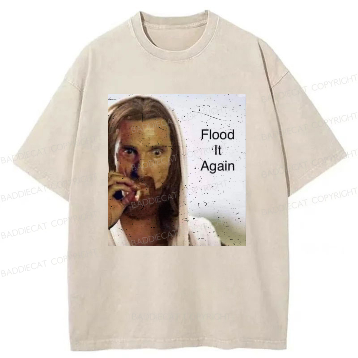 Baddiecat Funny Jesus Meme Washed T-shirt