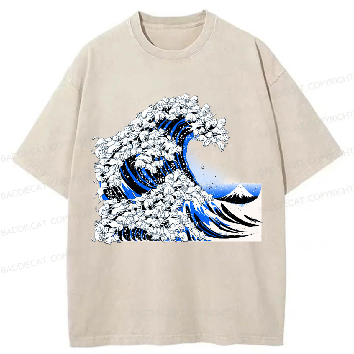 Baddiecat The Great Cat Wave Washed T-shirt