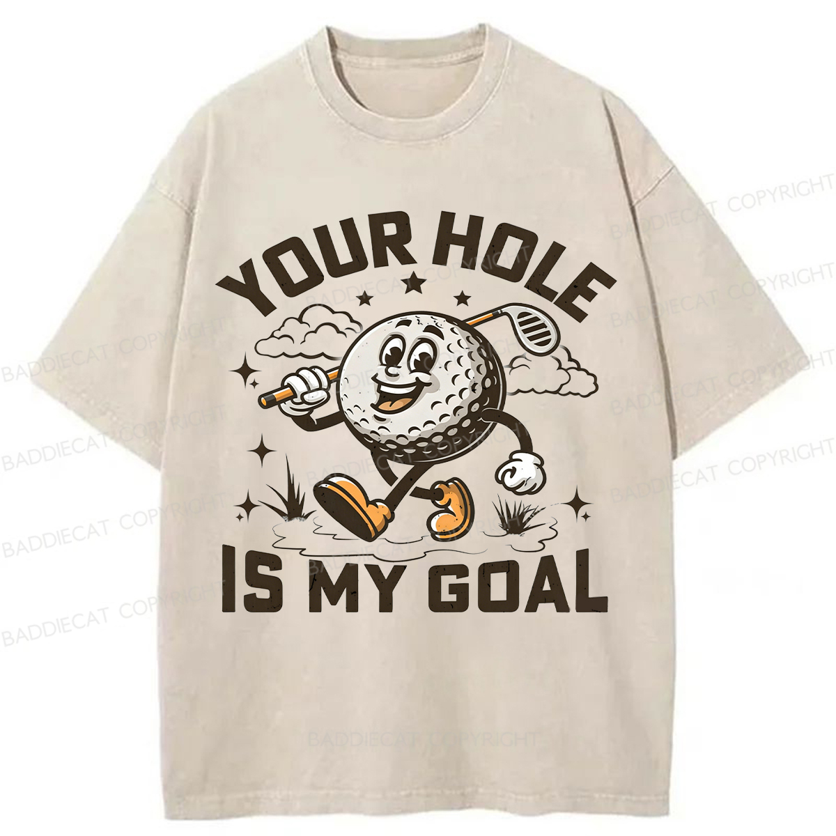 Baddiecat Your Hole Is My Goal  Washed T-shirt