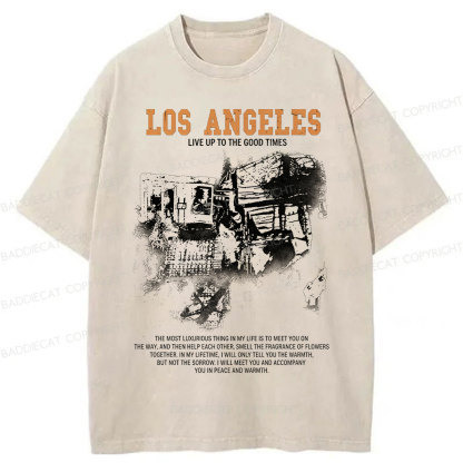Baddiecat Los Angeles Live Up To The Good Times Washed T-shirt