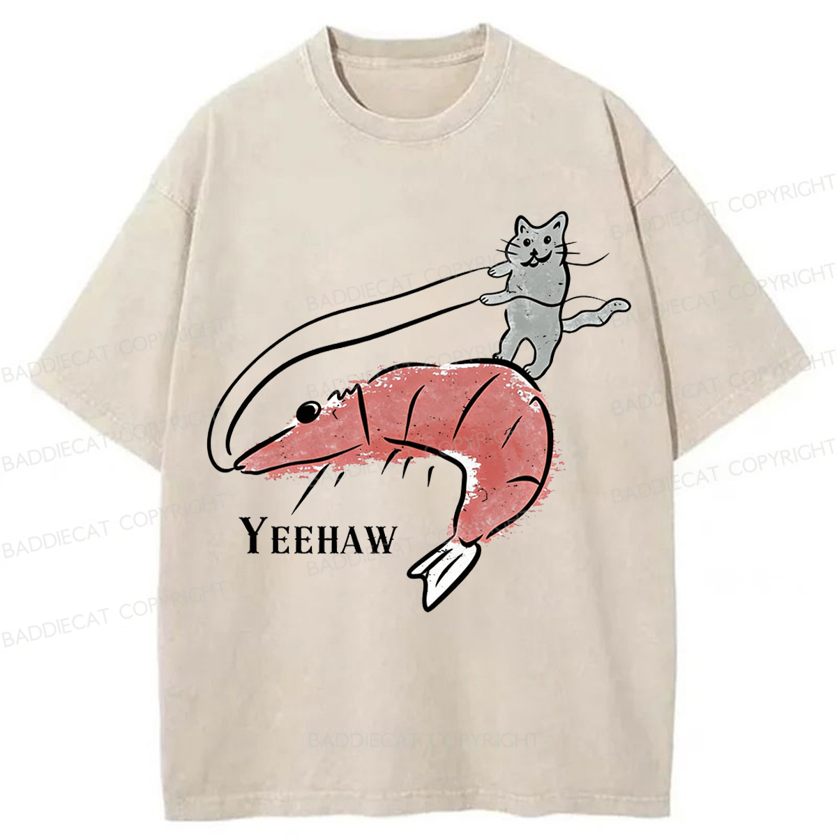 Baddiecat YEEHAW Cat Washed T-shirt