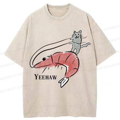 Baddiecat YEEHAW Cat Washed T-shirt