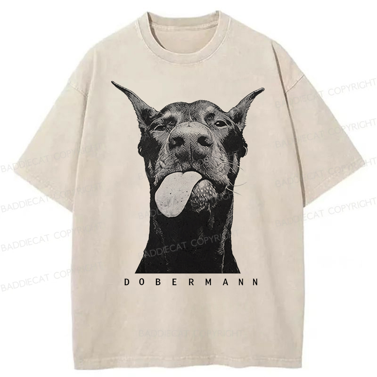 Baddiecat Doberman Pinscher Washed T-shirt