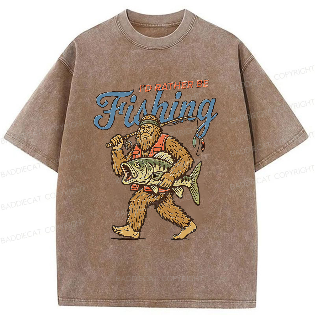 Baddiecat Bigfoot Fishing Washed T-shirt