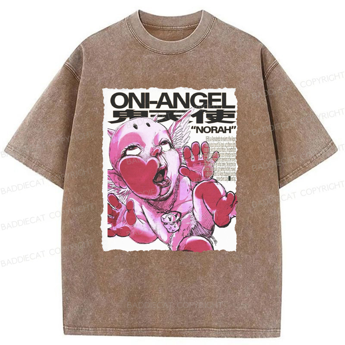 Baddiecat Oni-Angel Washed T-shirt