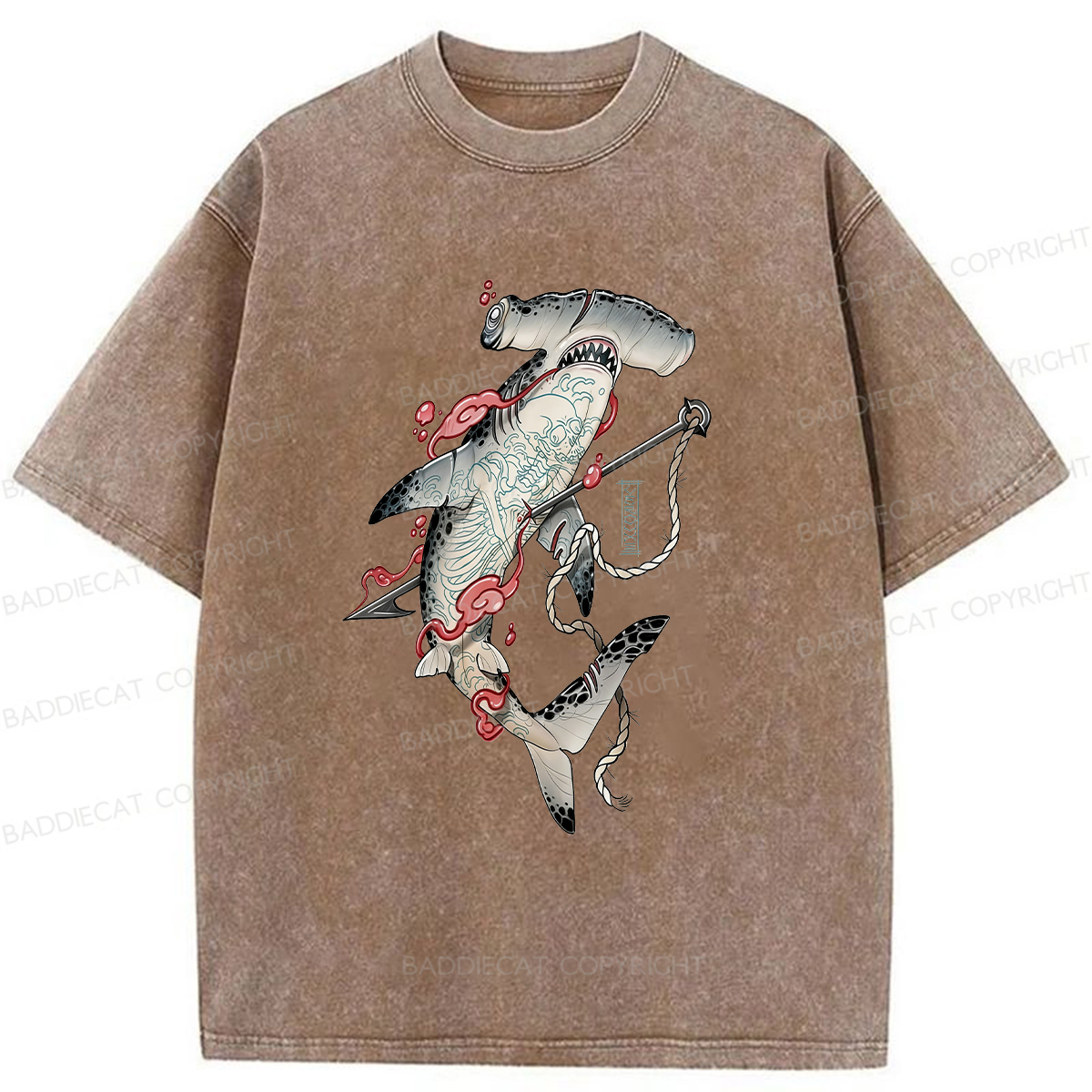 Baddiecat Hammerhead Shark Washed T-shirt