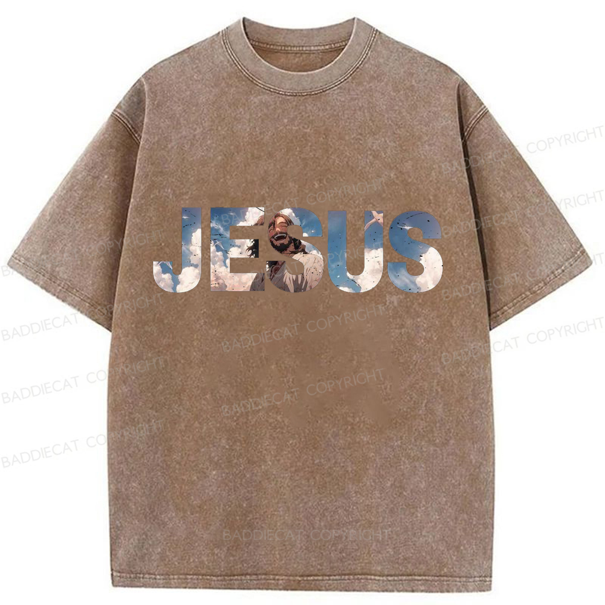 Baddiecat JESUS Washed T-shirt
