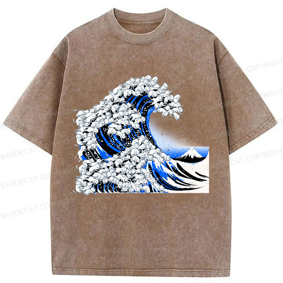 Baddiecat The Great Cat Wave Washed T-shirt