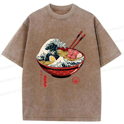 Baddiecat Great Ramen Wave Washed T-shirt