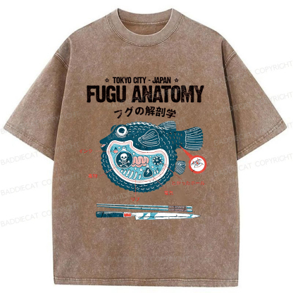 Baddiecat Fugu Anatomy Tokyo  Washed T-shirt