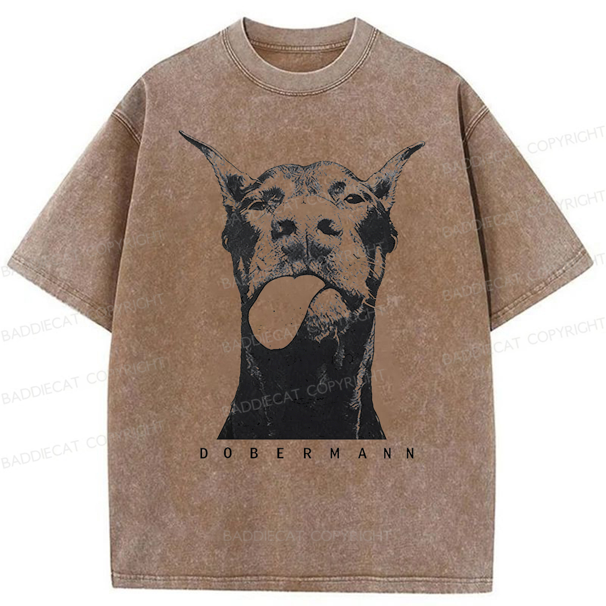 Baddiecat Doberman Pinscher Washed T-shirt