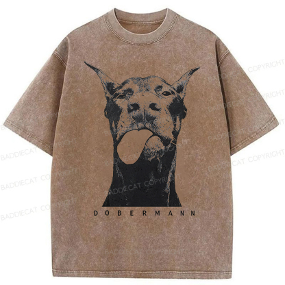 Baddiecat Doberman Pinscher Washed T-shirt