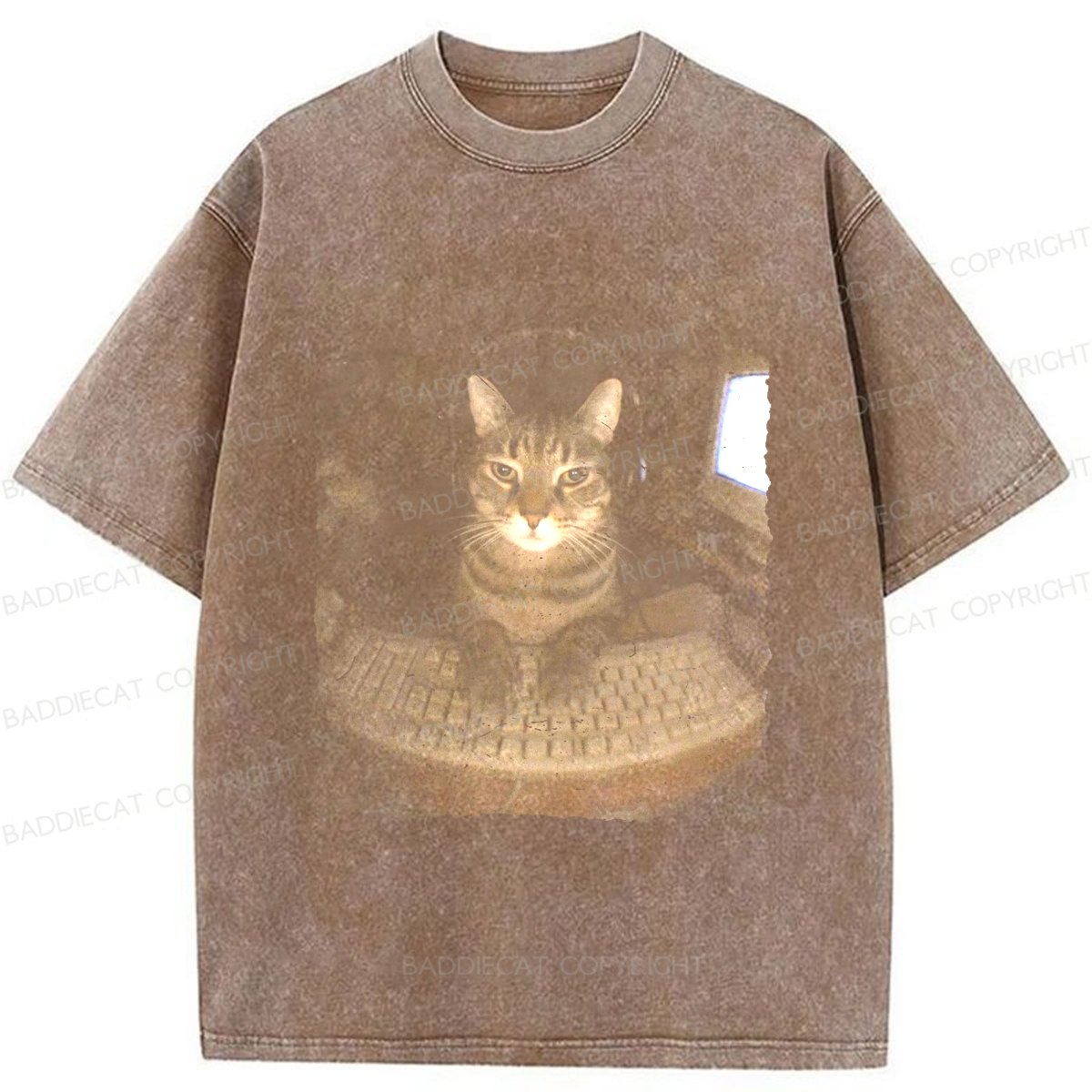 Baddiecat Hacker Cat Washed T-shirt