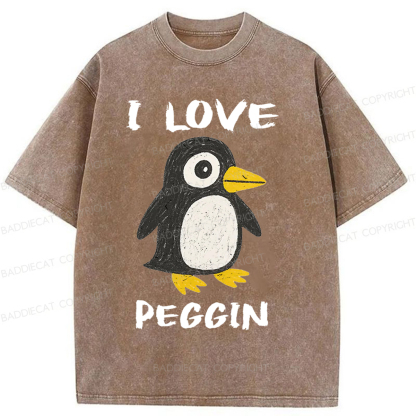 Baddiecat I LOVE PEGGING Washed T-shirt