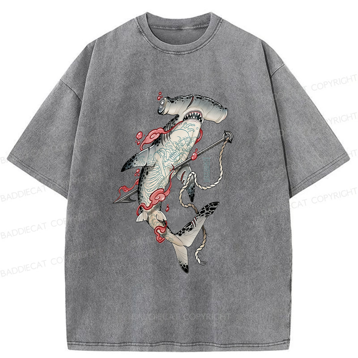 Baddiecat Hammerhead Shark Washed T-shirt